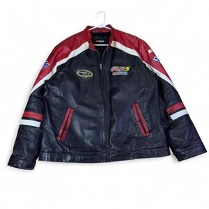 NASCAR Kellogg's 5 CarQuest Leather Racing Jacket Men's XL Black Red Y2K